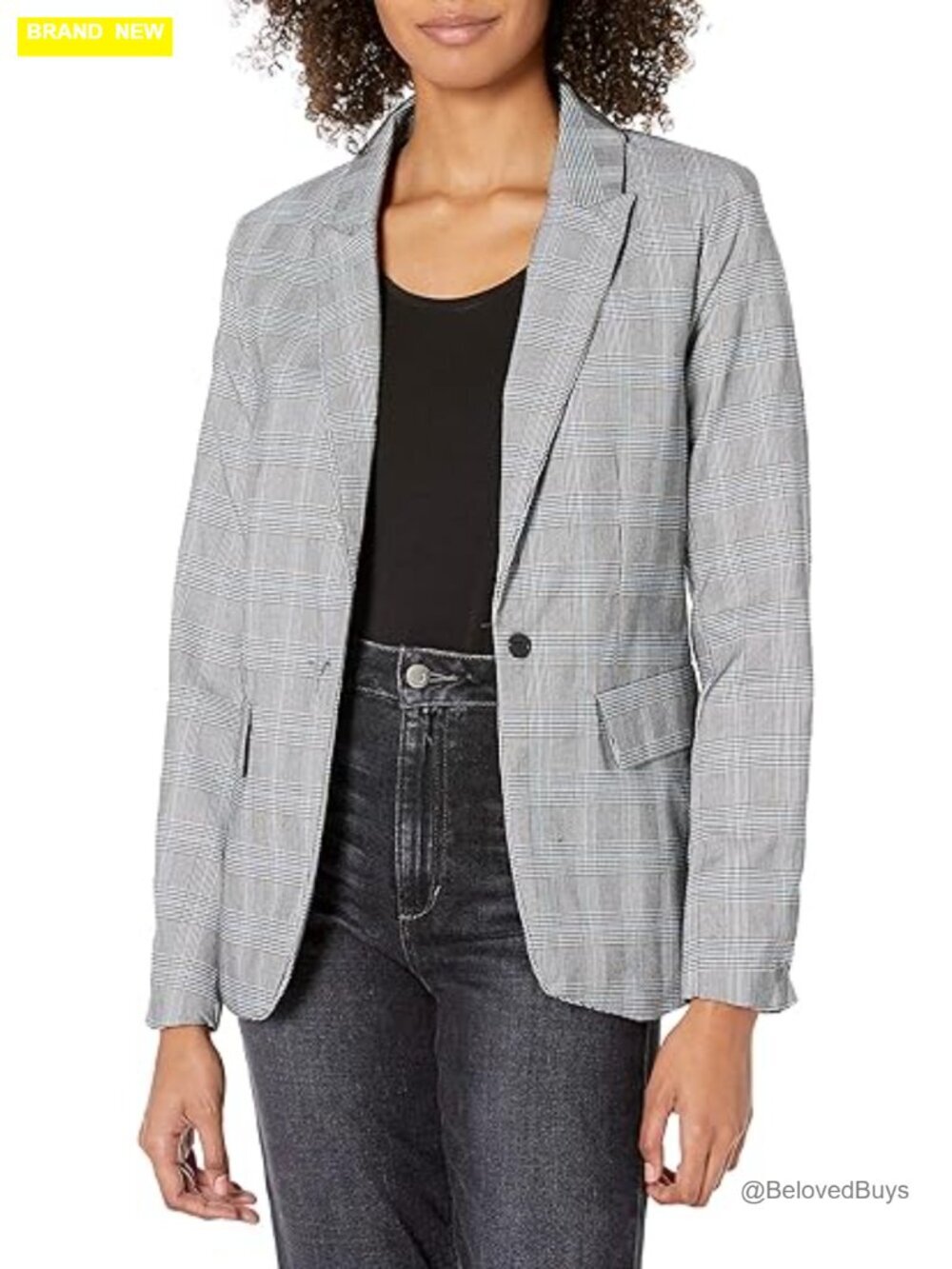 Fitted Blazer with Notch Collar and Flap Pockets